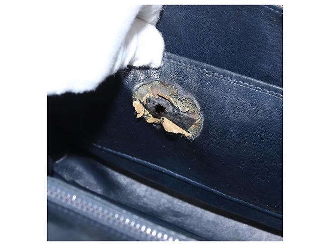 Céline Borsa a Spalla Celine C Sulky in Tela Blu Navy e Oro Auth gh1796 D'oro - vista 11