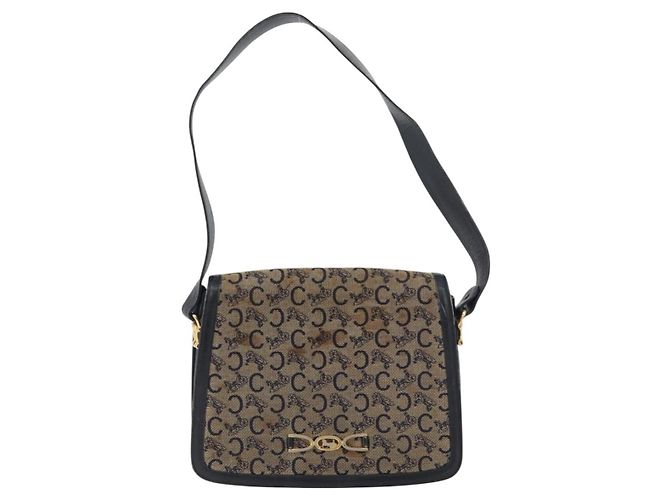 Céline Borsa a Spalla Celine C Sulky in Tela Blu Navy e Oro Auth gh1796 D'oro - vista 13