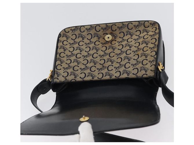 Céline Borsa a Spalla Celine C Sulky in Tela Blu Navy e Oro Auth gh1796 D'oro - vista 19