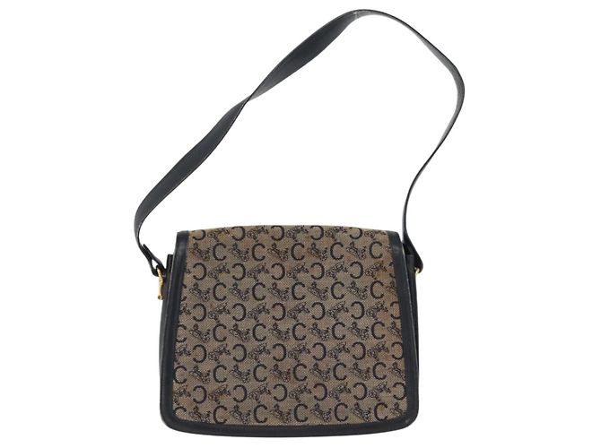 Céline Borsa a Spalla Celine C Sulky in Tela Blu Navy e Oro Auth gh1796 D'oro - vista 2