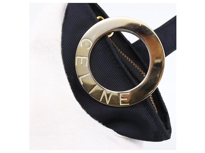 Céline Bolso Circular CELINE Nylon Marino Oro Auth 166247A Dorado Azul marino - vista 10