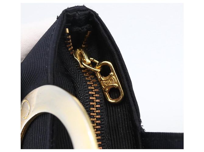 Céline Bolso Circular CELINE Nylon Marino Oro Auth 166247A Dorado Azul marino - vista 11