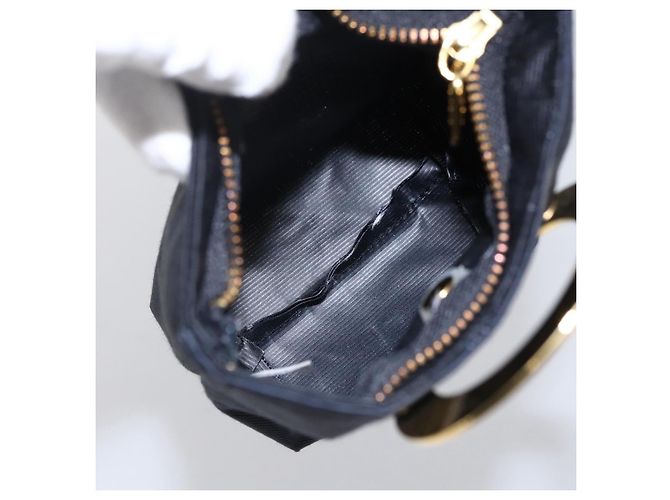 Céline Bolso Circular CELINE Nylon Marino Oro Auth 166247A Dorado Azul marino - vista 12
