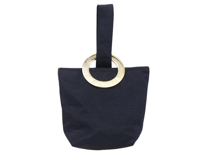 Céline Bolso Circular CELINE Nylon Marino Oro Auth 166247A Dorado Azul marino - vista 13
