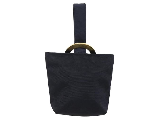 Céline Bolso Circular CELINE Nylon Marino Oro Auth 166247A Dorado Azul marino - vista 2