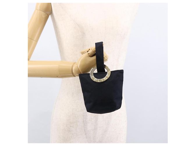 Céline Bolso Circular CELINE Nylon Marino Oro Auth 166247A Dorado Azul marino - vista 20
