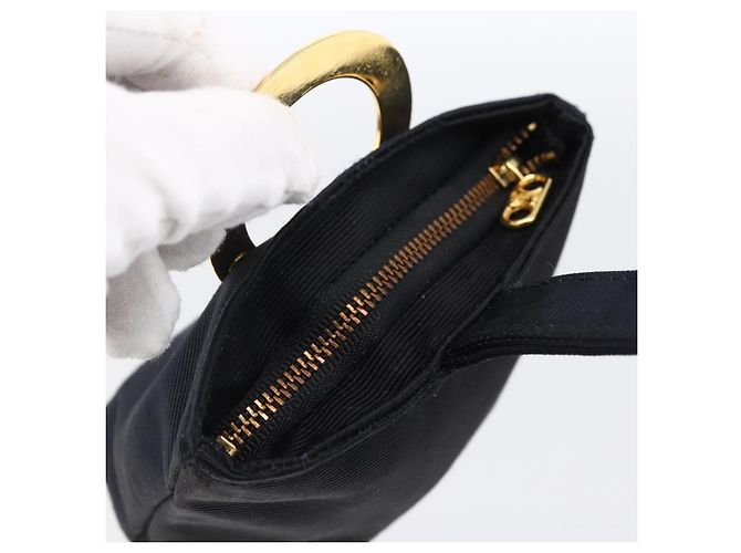 Céline Bolso Circular CELINE Nylon Marino Oro Auth 166247A Dorado Azul marino - vista 7
