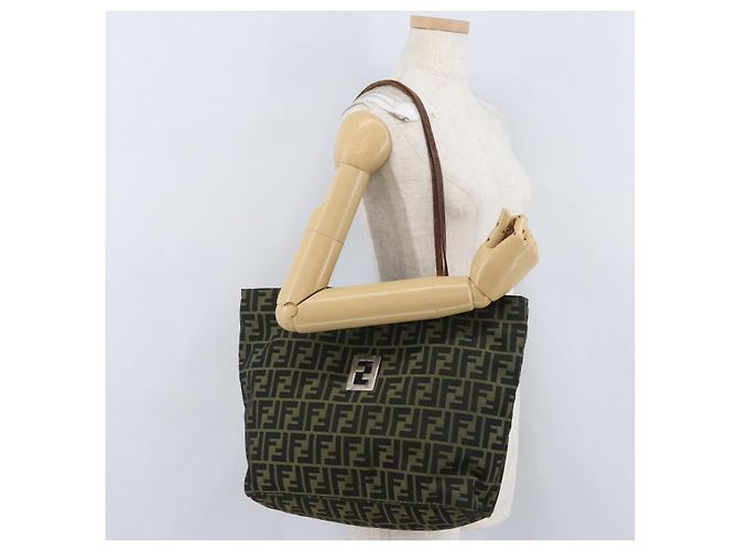FENDI Zucca Canvas Tote Bag Braun Schwarz Auth 173610 - Ansicht 23