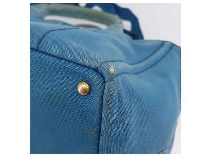 PRADA Canapa M Borsa a mano in tela 2 in 1 Blu Oro Auth ARZ233 D'oro - vista 15