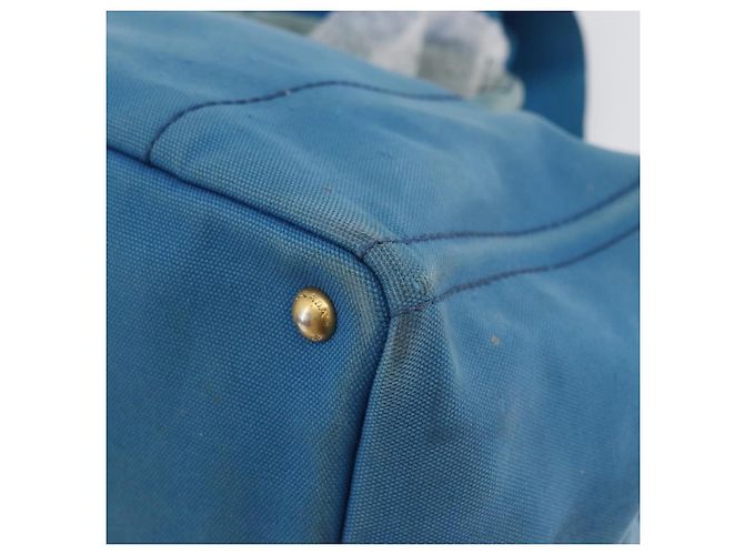 PRADA Canapa M Borsa a mano in tela 2 in 1 Blu Oro Auth ARZ233 D'oro - vista 17