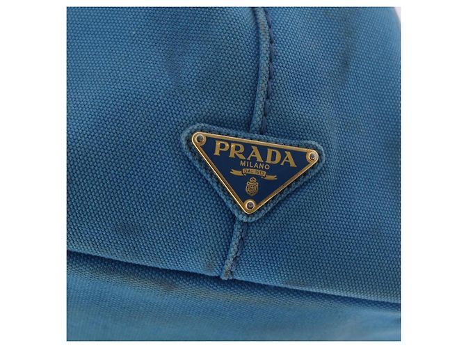 PRADA Canapa M Borsa a mano in tela 2 in 1 Blu Oro Auth ARZ233 D'oro - vista 18