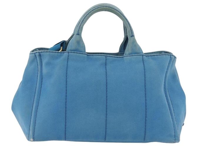 PRADA Canapa M Borsa a mano in tela 2 in 1 Blu Oro Auth ARZ233 D'oro - vista 2