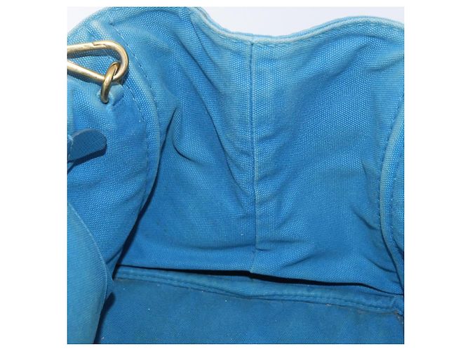 PRADA Canapa M Borsa a mano in tela 2 in 1 Blu Oro Auth ARZ233 D'oro - vista 20