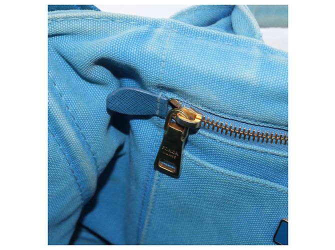 PRADA Canapa M Borsa a mano in tela 2 in 1 Blu Oro Auth ARZ233 D'oro - vista 22