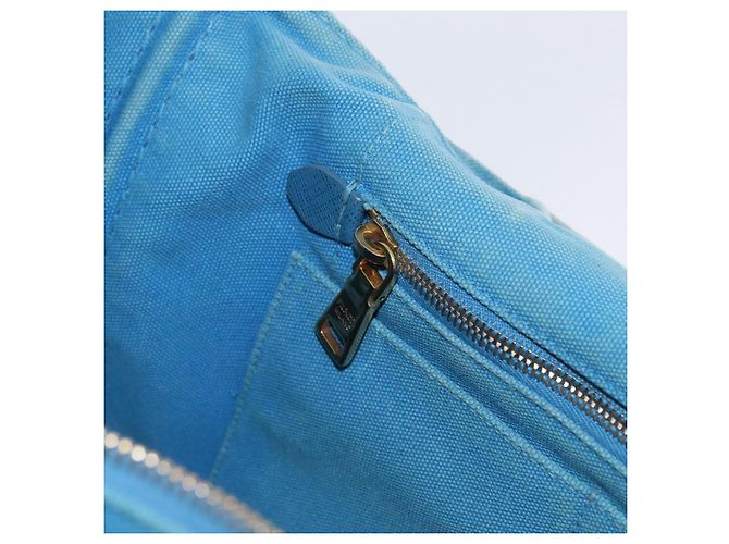 PRADA Canapa M Borsa a mano in tela 2 in 1 Blu Oro Auth ARZ233 D'oro - vista 24