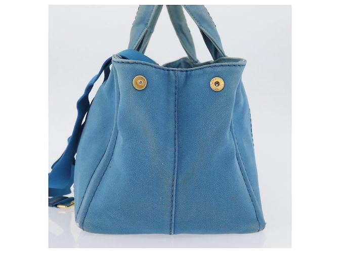 PRADA Canapa M Borsa a mano in tela 2 in 1 Blu Oro Auth ARZ233 D'oro - vista 3