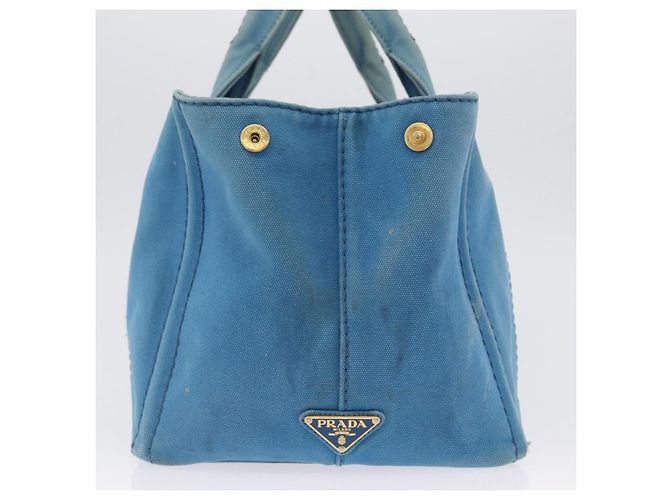PRADA Canapa M Borsa a mano in tela 2 in 1 Blu Oro Auth ARZ233 D'oro - vista 4