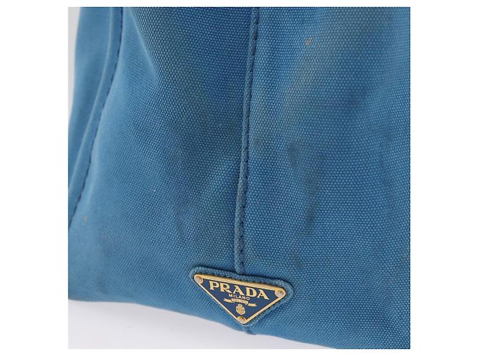 PRADA Canapa M Borsa a mano in tela 2 in 1 Blu Oro Auth ARZ233 D'oro - vista 5
