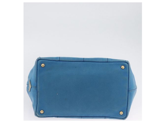 PRADA Canapa M Borsa a mano in tela 2 in 1 Blu Oro Auth ARZ233 D'oro - vista 6