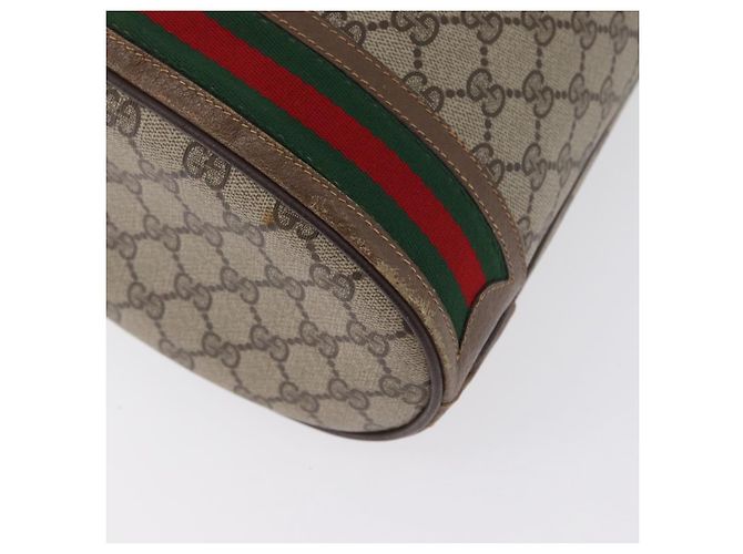 Borsa Gucci GG Supreme Web Sherry Line PVC Beige Oro 41 02 085 Auth ka2661 D'oro - vista 14