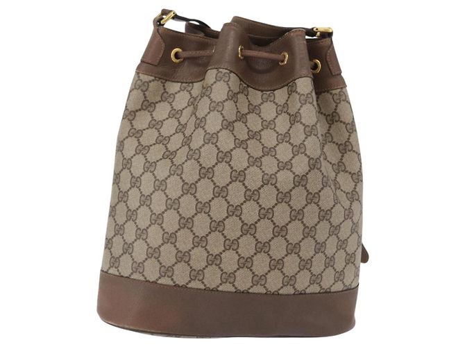 Borsa Gucci GG Supreme Web Sherry Line PVC Beige Oro 41 02 085 Auth ka2661 D'oro - vista 2