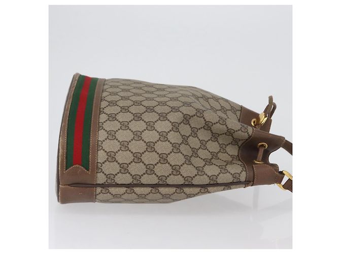 Borsa Gucci GG Supreme Web Sherry Line PVC Beige Oro 41 02 085 Auth ka2661 D'oro - vista 3