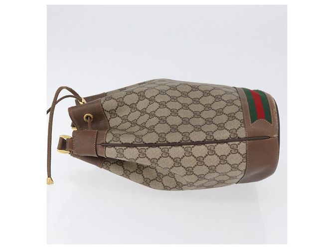 Borsa Gucci GG Supreme Web Sherry Line PVC Beige Oro 41 02 085 Auth ka2661 D'oro - vista 4