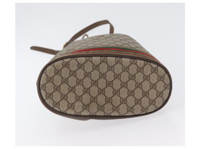 Borsa Gucci GG Supreme Web Sherry Line PVC Beige Oro 41 02 085 Auth ka2661 D'oro - vista 5