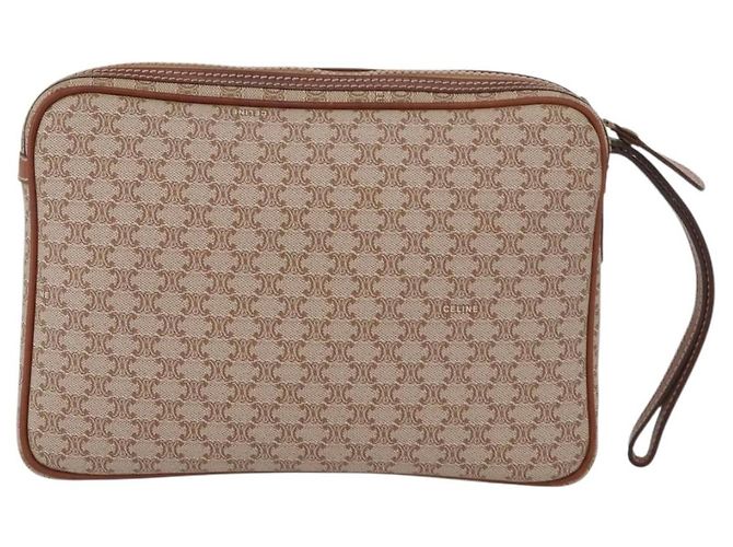 Céline Clutch in tela Macadam CELINE in pelle PVC beige oro Auth ki6467 D'oro - vista 2