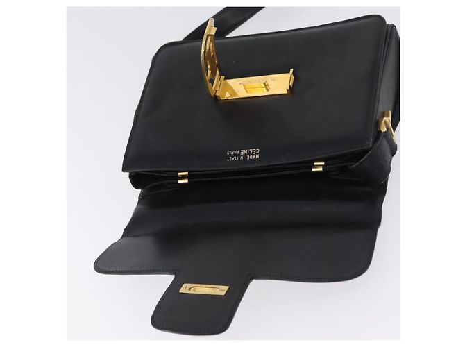Borsa a Spalla CÉLINE Carrozza in Pelle Nera e Oro Auth ki6513 Nero D'oro - vista 10