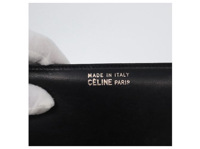 Borsa a Spalla CÉLINE Carrozza in Pelle Nera e Oro Auth ki6513 Nero D'oro - vista 11