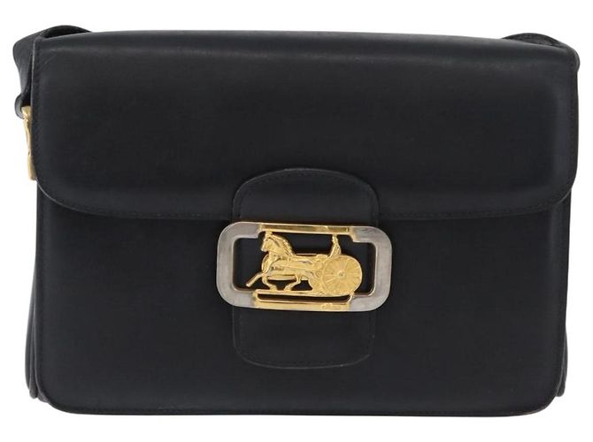 Borsa a Spalla CÉLINE Carrozza in Pelle Nera e Oro Auth ki6513 Nero D'oro - vista 13