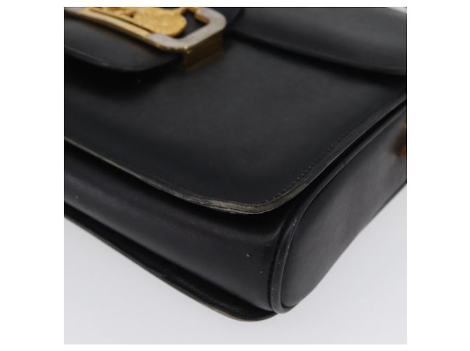 Borsa a Spalla CÉLINE Carrozza in Pelle Nera e Oro Auth ki6513 Nero D'oro - vista 14