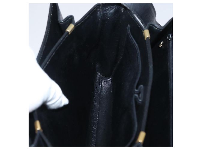 Borsa a Spalla CÉLINE Carrozza in Pelle Nera e Oro Auth ki6513 Nero D'oro - vista 19
