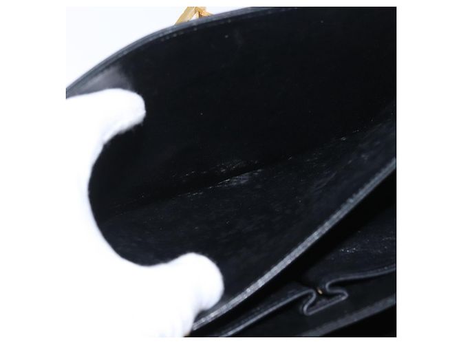 Borsa a Spalla CÉLINE Carrozza in Pelle Nera e Oro Auth ki6513 Nero D'oro - vista 20