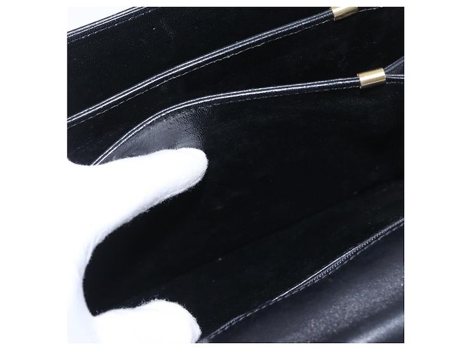 Borsa a Spalla CÉLINE Carrozza in Pelle Nera e Oro Auth ki6513 Nero D'oro - vista 21