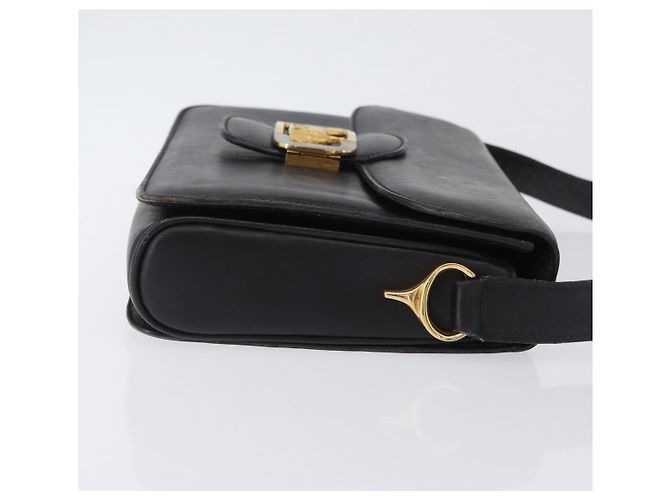 Borsa a Spalla CÉLINE Carrozza in Pelle Nera e Oro Auth ki6513 Nero D'oro - vista 3