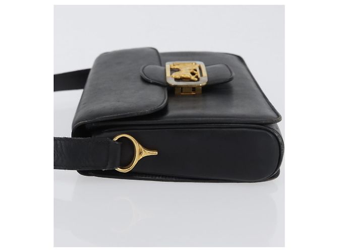 Borsa a Spalla CÉLINE Carrozza in Pelle Nera e Oro Auth ki6513 Nero D'oro - vista 4