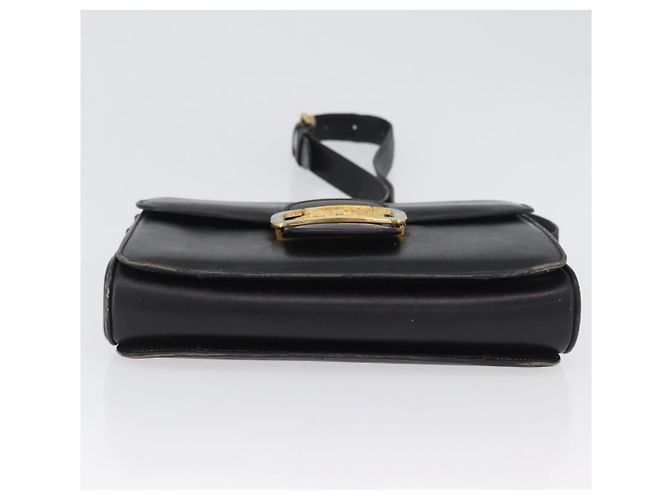 Borsa a Spalla CÉLINE Carrozza in Pelle Nera e Oro Auth ki6513 Nero D'oro - vista 5