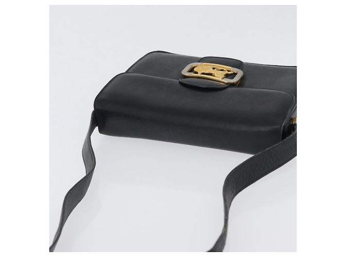 Borsa a Spalla CÉLINE Carrozza in Pelle Nera e Oro Auth ki6513 Nero D'oro - vista 6