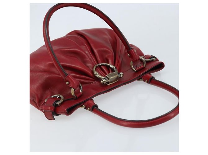 Borsa a mano Gancini in pelle rossa Salvatore Ferragamo Auth ARZ205 Rosso - vista 6