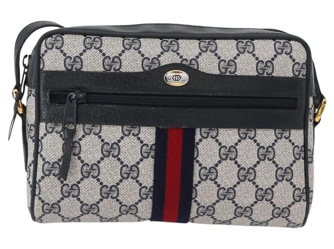 Gucci Borsa a Spalla GG Supreme Sherry Line PVC Navy Gold 98 02 004 Auth ki6519 D'oro Blu navy - vista 13