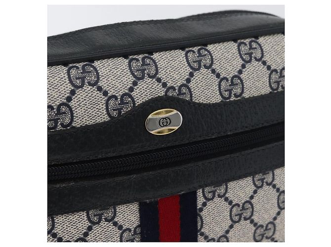 Gucci Borsa a Spalla GG Supreme Sherry Line PVC Navy Gold 98 02 004 Auth ki6519 D'oro Blu navy - vista 19