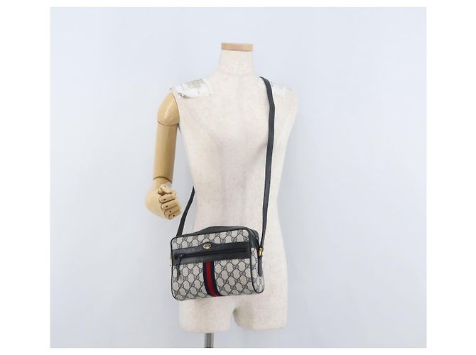 Gucci Borsa a Spalla GG Supreme Sherry Line PVC Navy Gold 98 02 004 Auth ki6519 D'oro Blu navy - vista 24