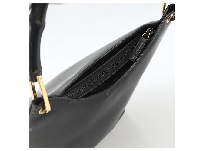 Borsa a Spalla in Pelle Gucci Bamboo Nera Oro 001 3006 Auth LNZ326 Nero D'oro - vista 6