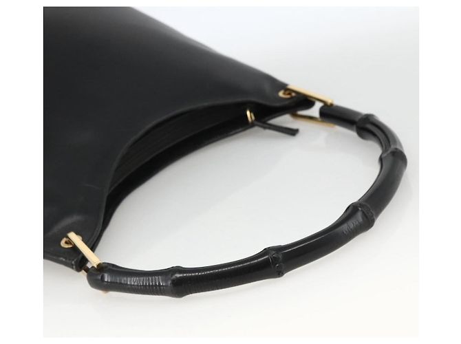 Borsa a Spalla in Pelle Gucci Bamboo Nera Oro 001 3006 Auth LNZ326 Nero D'oro - vista 7