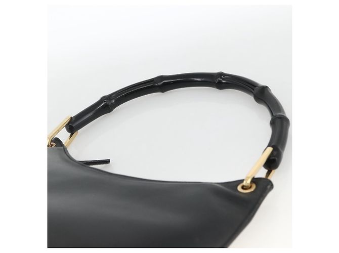 Borsa a Spalla in Pelle Gucci Bamboo Nera Oro 001 3006 Auth LNZ326 Nero D'oro - vista 8