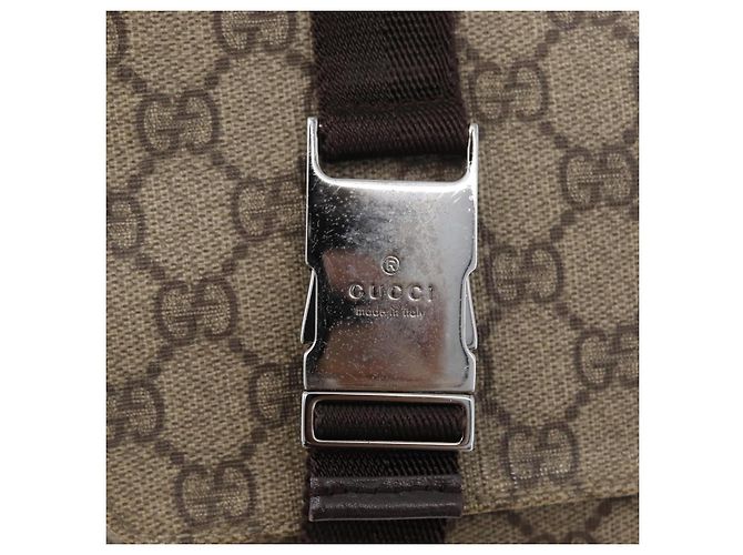 Gucci Borsa a Spalla GG Supreme in PVC Pelle Beige Argento 122373 Auth 173598 - vista 19