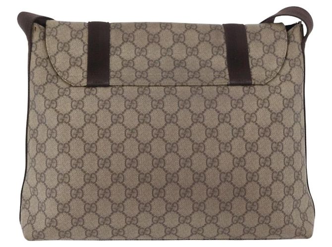 Gucci Borsa a Spalla GG Supreme in PVC Pelle Beige Argento 122373 Auth 173598 - vista 2
