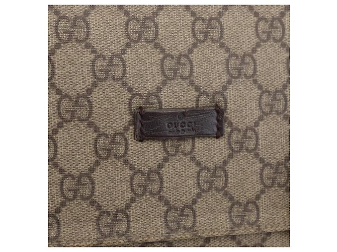 Gucci Borsa a Spalla GG Supreme in PVC Pelle Beige Argento 122373 Auth 173598 - vista 20